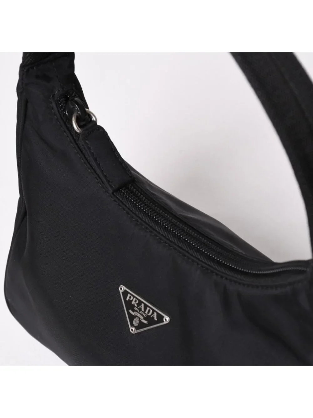 Prada Hobo Handbag Nylon Black
